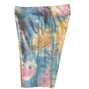 Hem & Thread Pastel Tie Dye High Waisted Biker Shorts with Pockets NEW